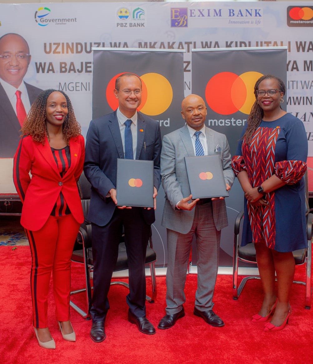 (L-R): Elsie Wachira – Kaguru, Director, Account Management, East Africa at Mastercard; Shehryar Ali, Country Manager for East Africa at Mastercard; Said Seif Said, Managing Director, Zanzibar e-Government Agency (eGAZ); and Namulisa Kombo, Director, Government Engagement, East Africa at Mastercard during the signing of the Memorandum of Understanding (MoU) that will see Mastercard provide technical assistance and expertise to support the Zanzibar Government’s digital transformation efforts.