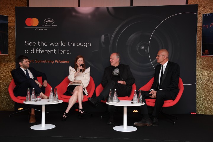 Xavier Dolan, Julianne Moore and Werner Herzog at Mastercard “See life through a different lens” at Cannes Film Festival