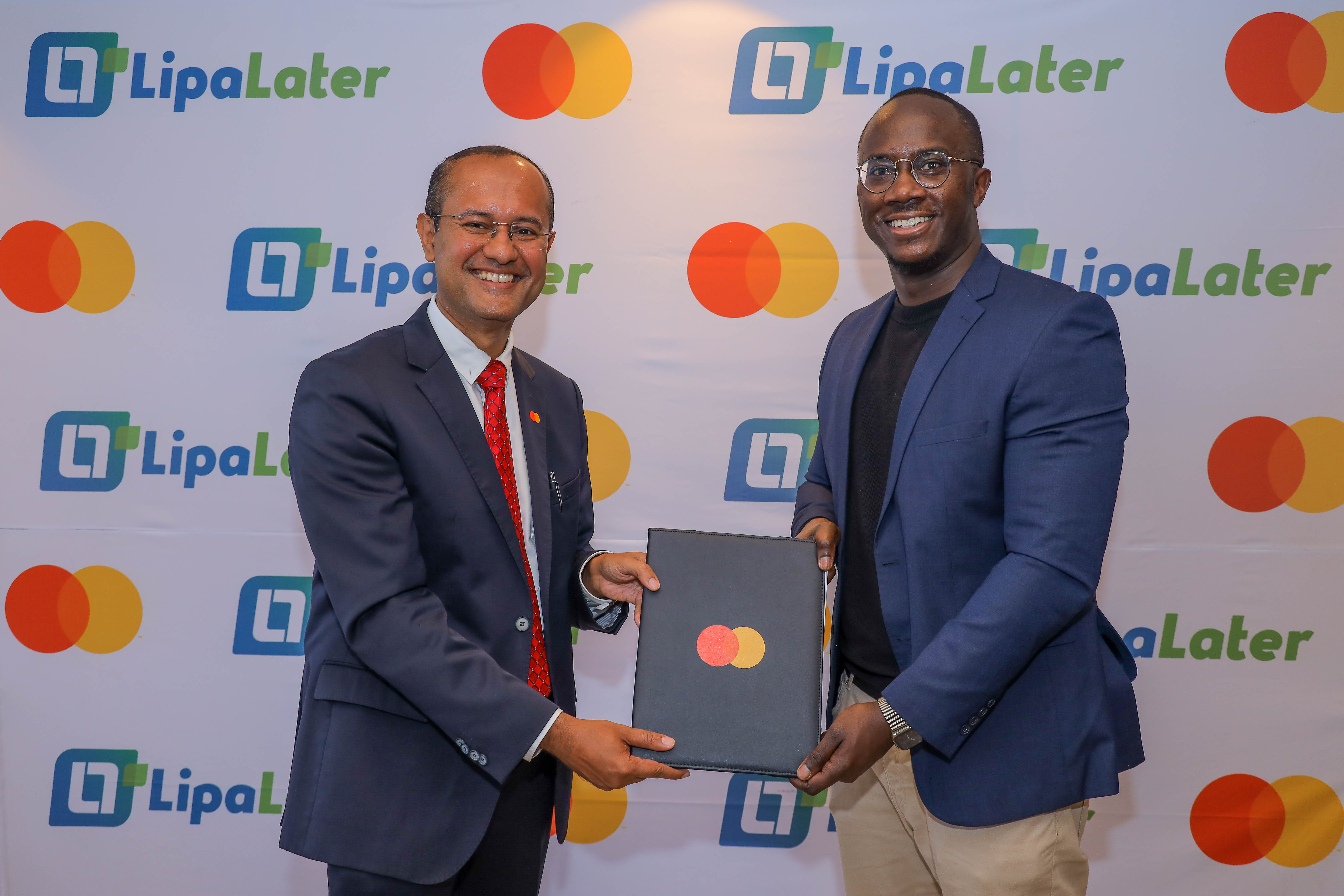 (L-R): Shehryar Ali, Country Manager for East Africa at Mastercard and Eric Muli, Founder and Chief Executive Officer of Lipa Later Group at the partnership signing in Nairobi.