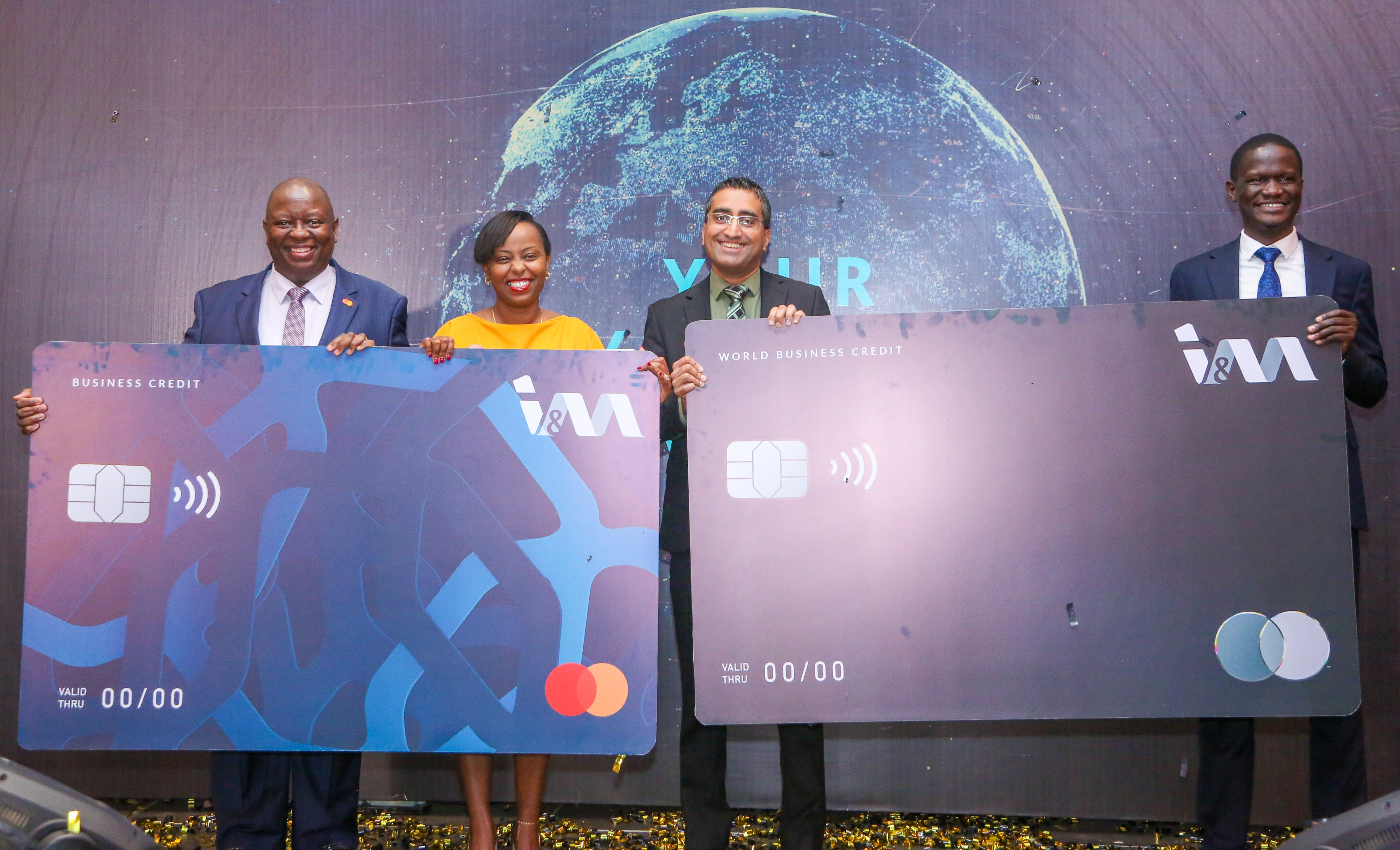 Left to Right: Victor Ndlovu, Head of Business Development in East Africa, Mastercard; Patrose Njimu, Director of Product Management, Mastercard; Shameer Patel, GM of Personal & Business Banking, I&M Bank Kenya; and Evans Odhiambo, Group Head of Products, I&M Group PLC, at the launch of a new business credit card proposition at Radisson Blu Nairobi. The cards enable business owners to efficiently manage business expenses, including per diems, entertainment, transport, and personal use. It is a unique, all-in-one solution in the business credit card sector.