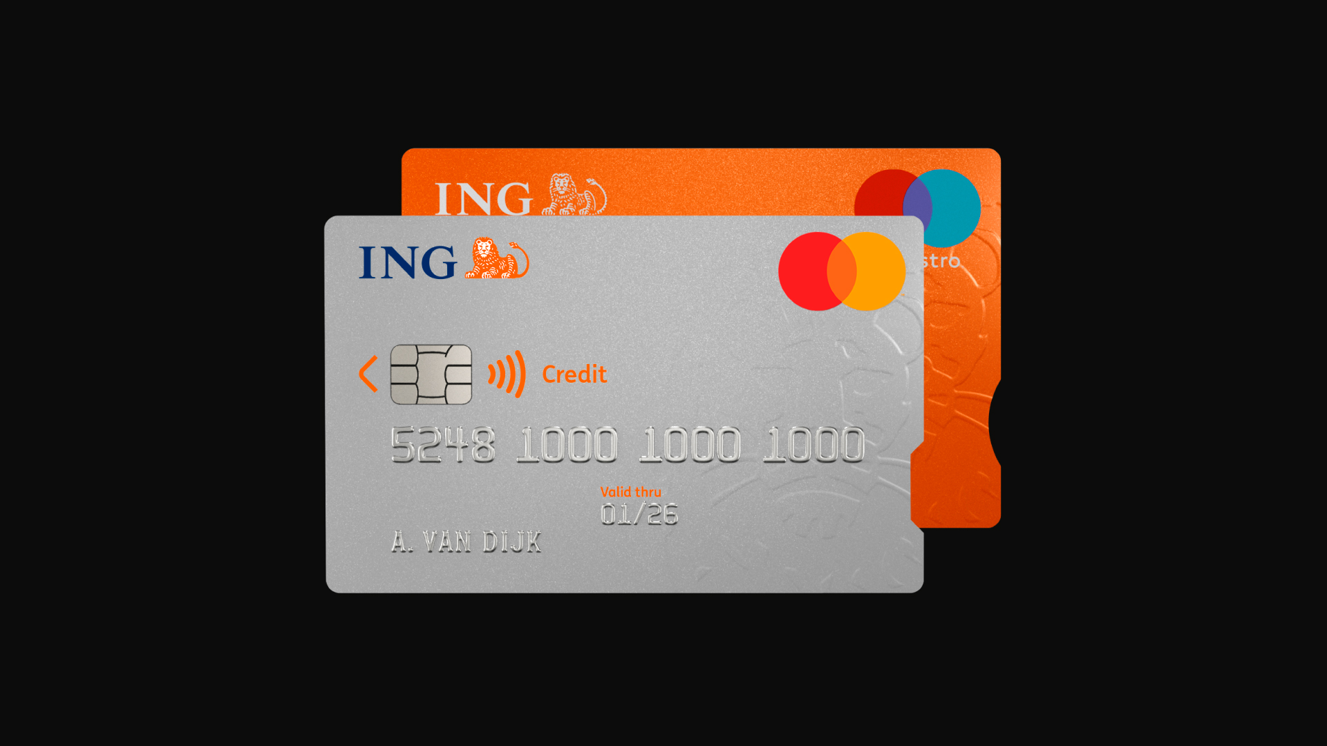 Creditcard met hoekige inkeping en debitcard met ronde inkeping