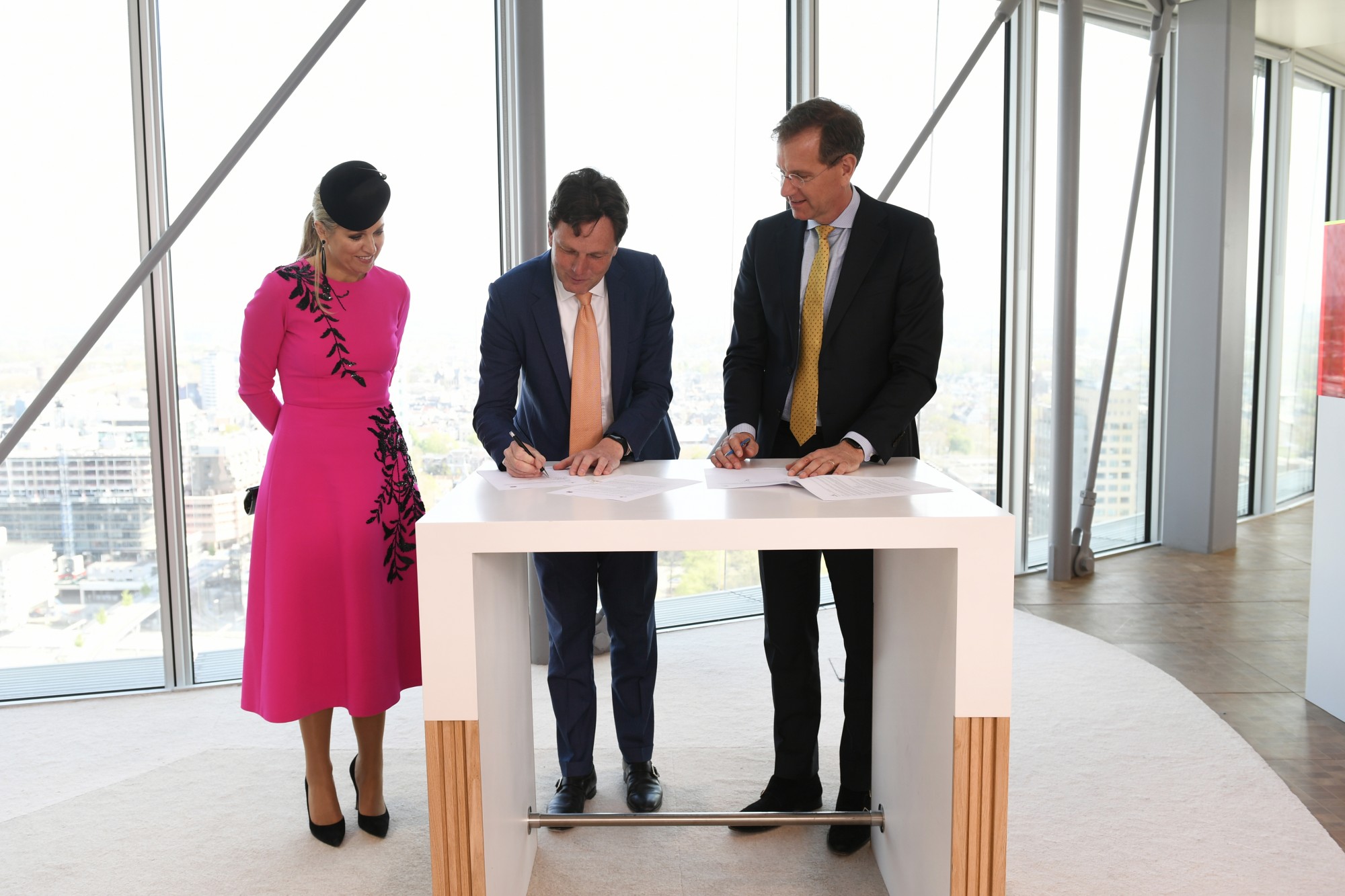 Her Majesty Queen Maxima of the Netherlands, in her capacity as UN Secretary-General’s Special Advocate for Inclusive Finance for Development (left) witnessed Arjan Bol, Country Manager of Mastercard Netherlands (middle), and Wiebe Draijer, CEO of Rabobank (right), signing a strategic partnership to increase financial inclusion across the agriculture value chain in emerging markets in April this year during the CEOP advisors meeting at Rabobank in Utrecht