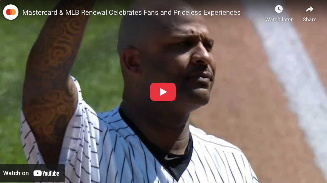 YouTube Thumbnail of video titled Mastercard & MLB renewal celebrates fans and Priceless experiences