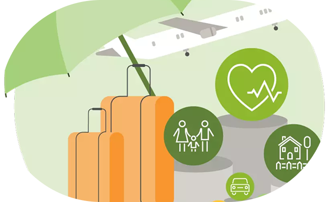 imagine cu o umbrelă deasupra bagajului