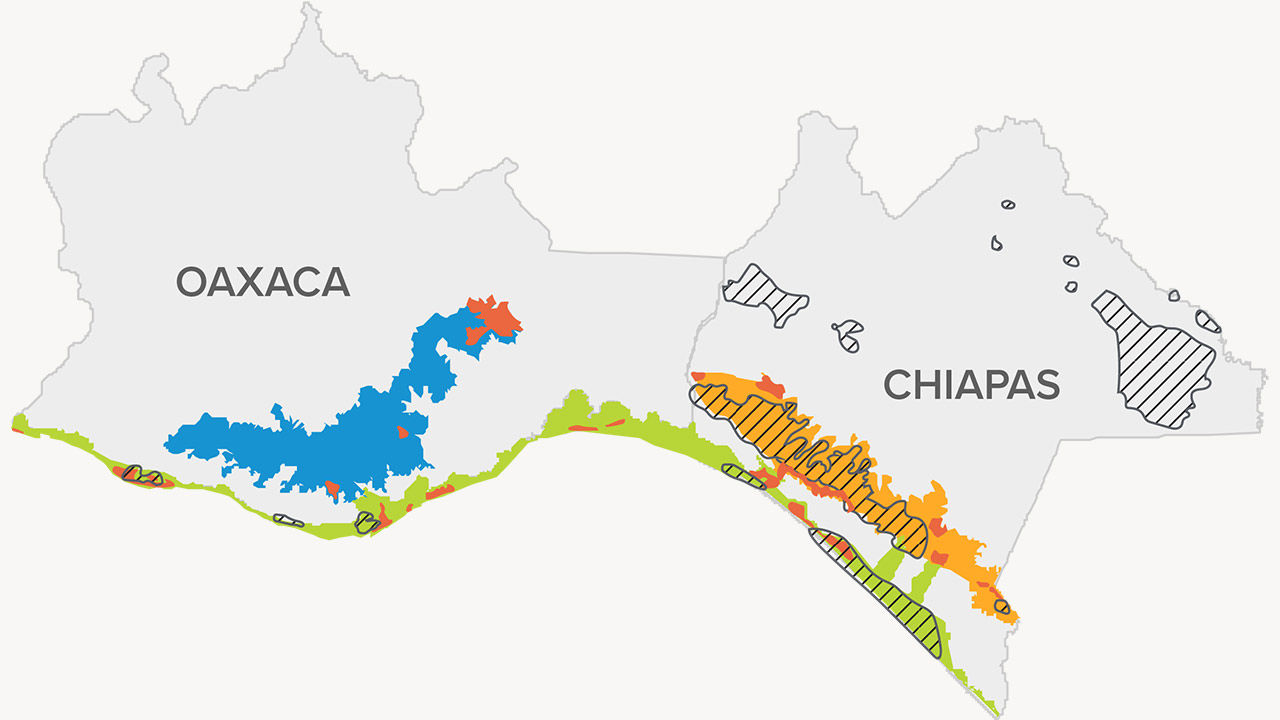 Mapa regiona Meksika.
