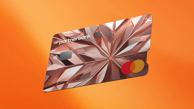 Partnerbank rose gold credit card.