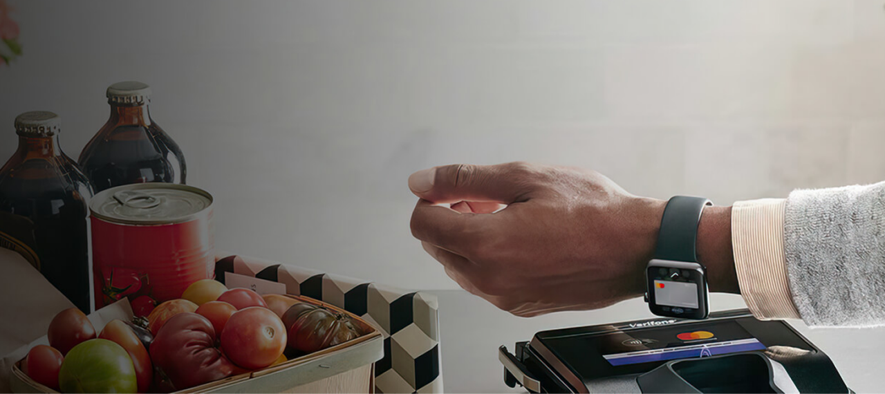 Man use apple watch to pay