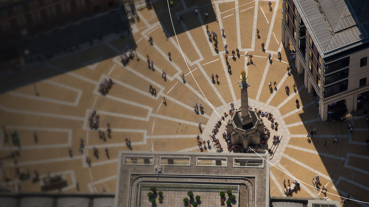 Aerial view of Paternoster Square in London.