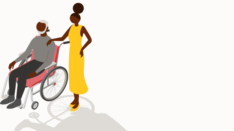 Illustration man in wheelchair.