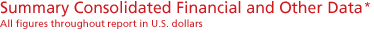 Summary Consolidated Financial and Other Data*