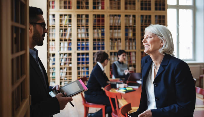 Employees talking
