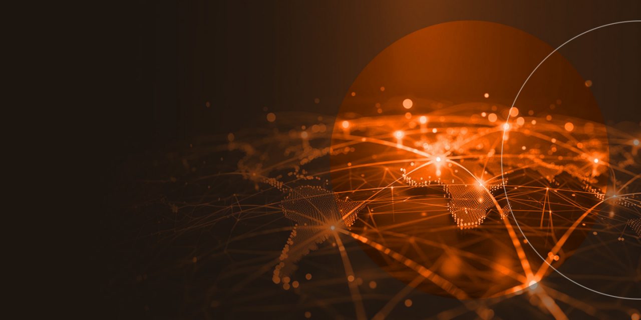Abstract image of network diodes connecting and processing data.