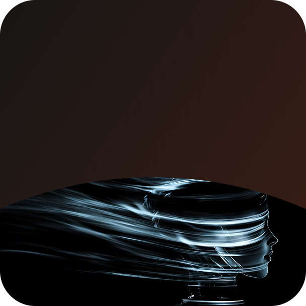 Face with wisps of technology