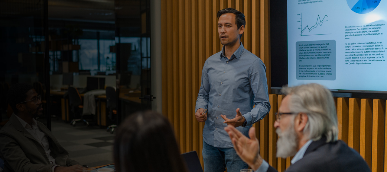 Man presenting to coworkers