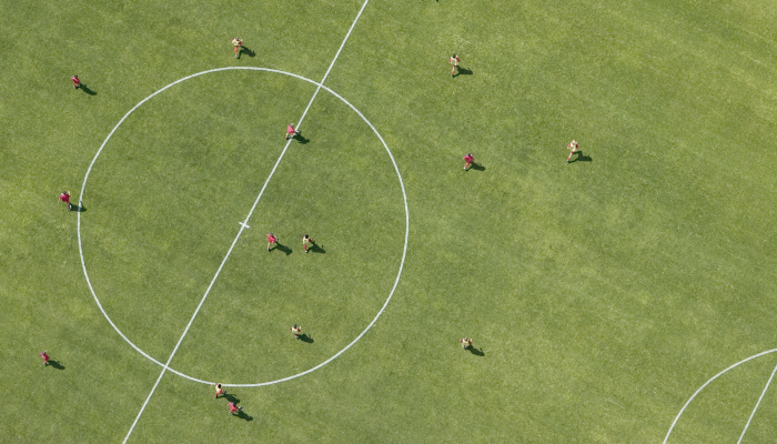 Aerial of football match
