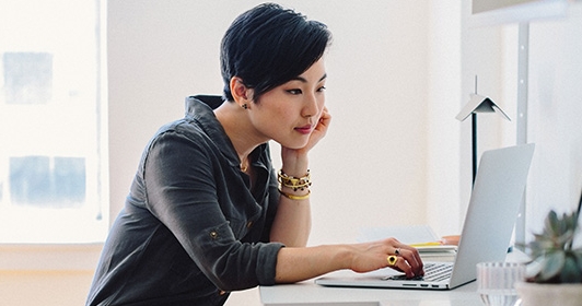 Woman working using her laptop