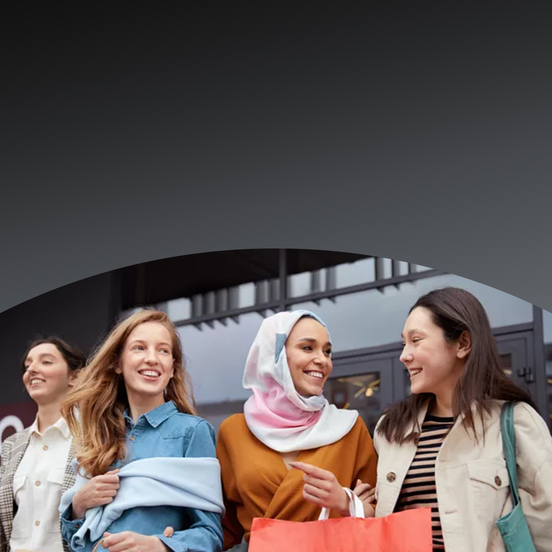 Group of young women walking together.